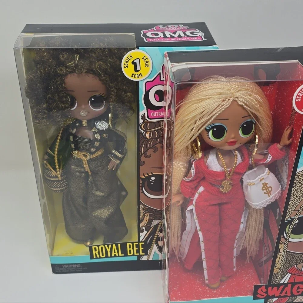 LOL Surprise! OMG. Series 1 Royal Bee & Swag 10in Dolls Lot of 2 NIB